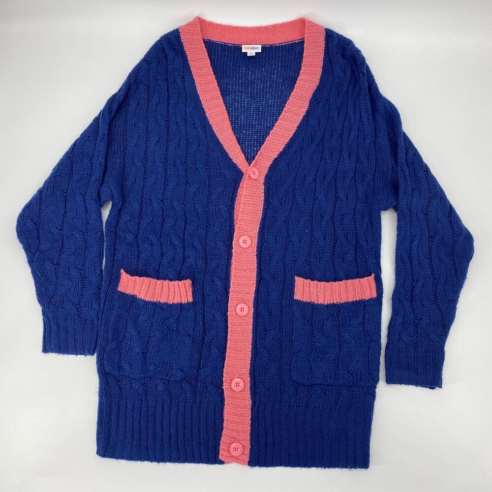 LULAROE Lucille Loose-Fitting Classic Open Knit Cardigan Womens Size M Preppy